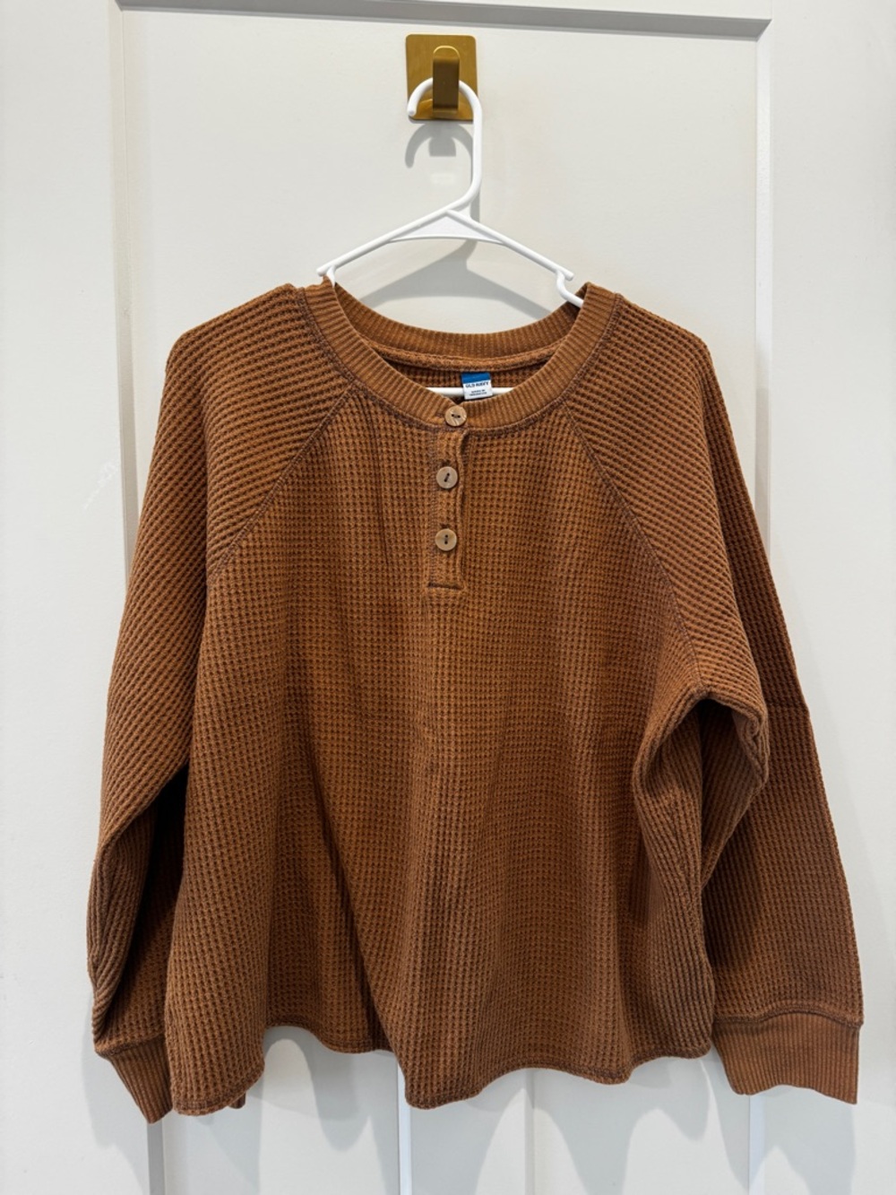 Waffle Knit Henley Pullover - Brown old navy XL brown